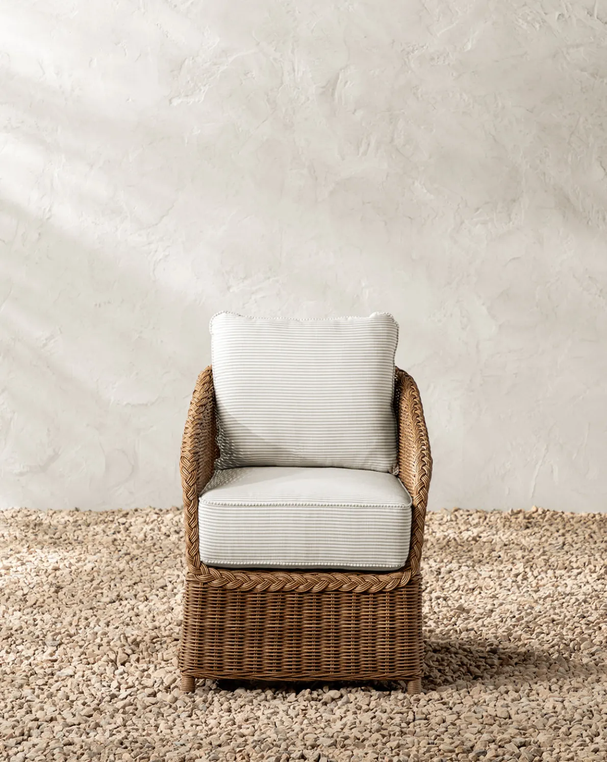 Haviland Outdoor Dining Chair with Perennials Taupe Stripe