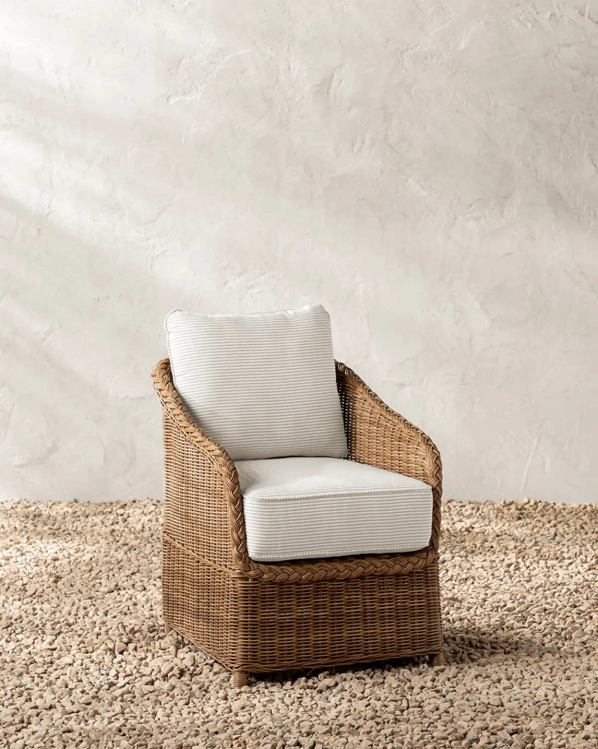 Haviland Outdoor Dining Chair with Perennials Taupe Stripe