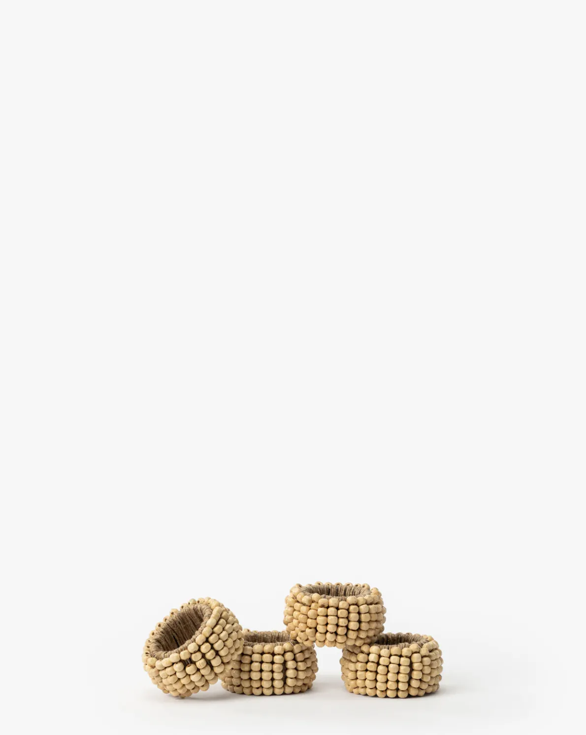 Mango Wood Bead Napkin Rings (Set of 4)