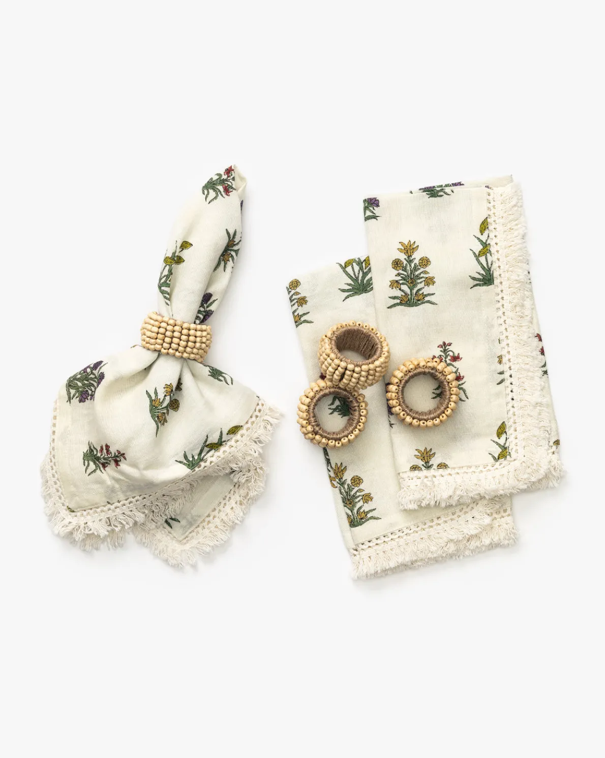 Mango Wood Bead Napkin Rings (Set of 4)