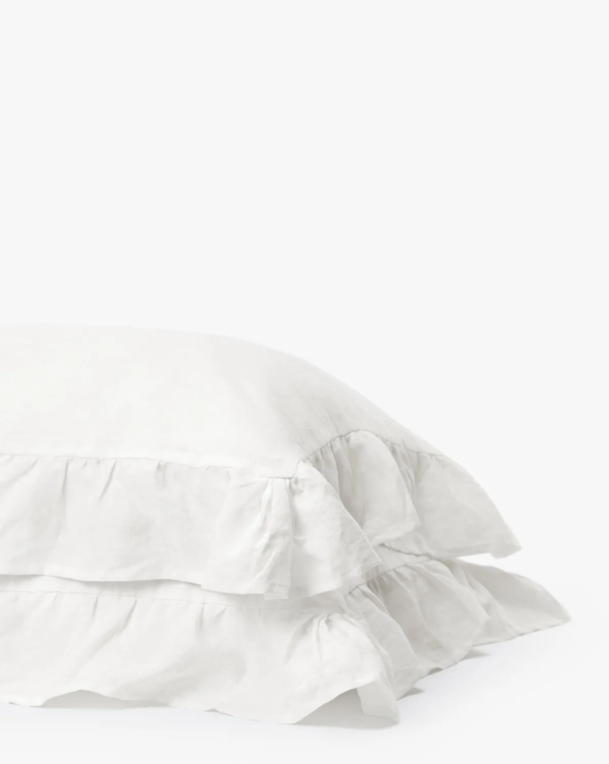 Ruffle White Linen Shams (Set of 2)